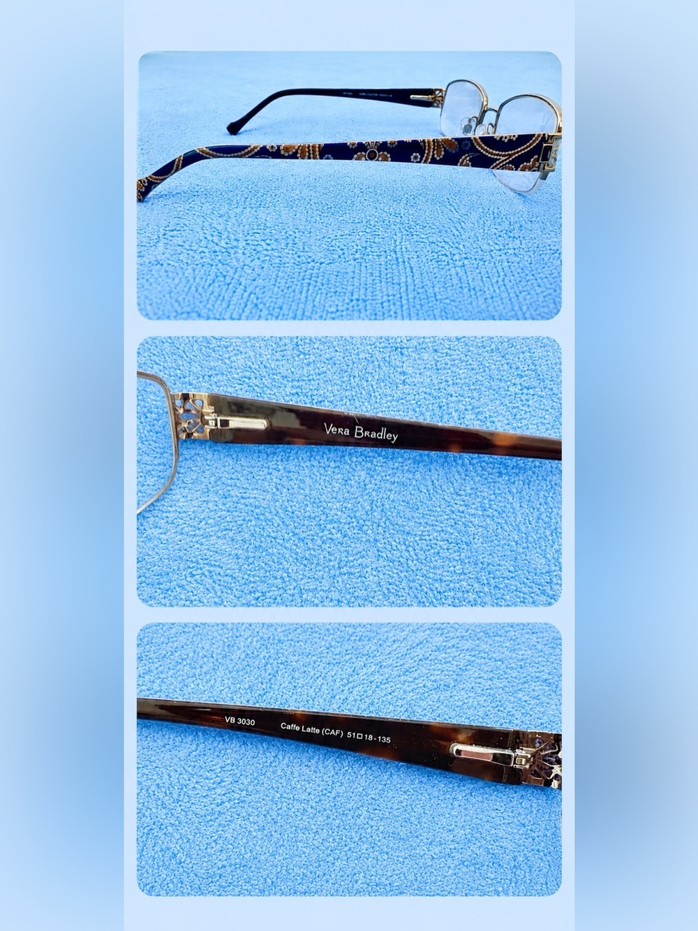 Vera Bradley Caffè Latte Semi-Rimless Glasses in Brown and Light Bronze 💜 - Picture 3 of 4